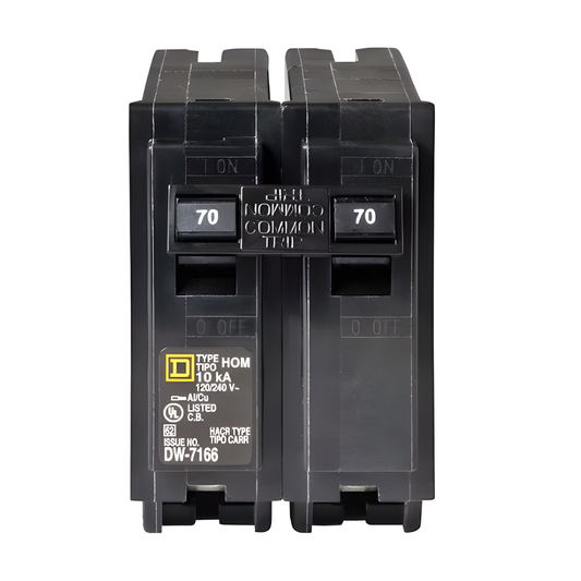 Square D Homeline HOM270CP 2‑Pole Miniature Circuit Breaker (70 A, 120/240 VAC)