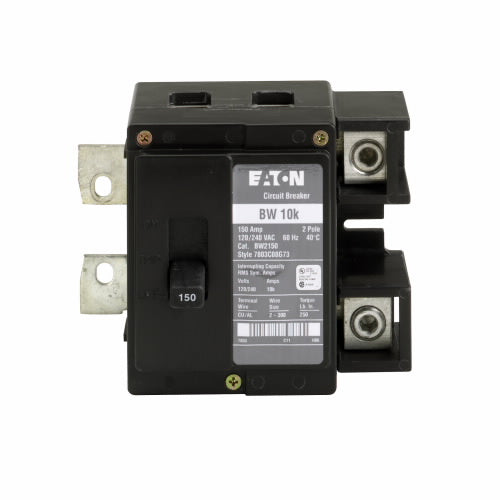 Eaton BW2150 2‑Pole Plug‑On Main Circuit Breaker (150 A, 120/240 VAC)