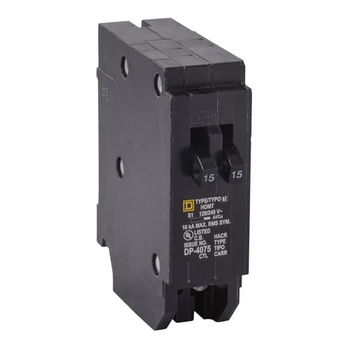 Square D Homeline HOMT1520CP 1‑Space Tandem Circuit Breaker (15 A + 20 A, 120/240 VAC)